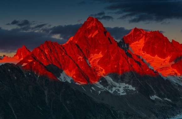 Alpenglow over the Argentiere Glacier, France