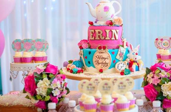Birthday Party Cake and Cupcakes wallpapers hd quality