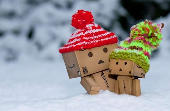 Danbo Is Scared By So Much Snow wallpapers hd quality