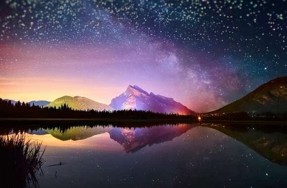 Stars Reflected In A Mountain Lake