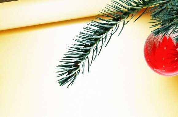 Red Christmas Ball Hanging On Tree Branch