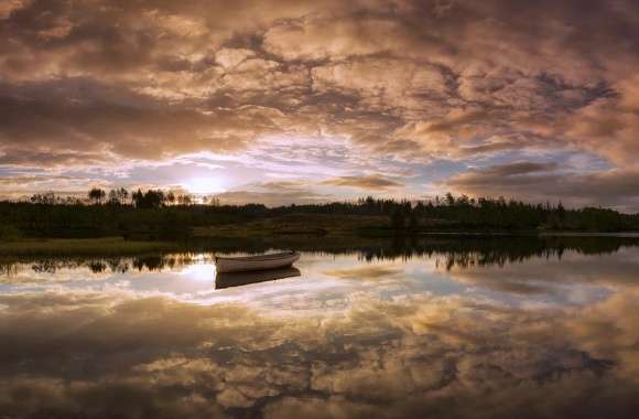 Rowboat, Sky Reflection in Water
