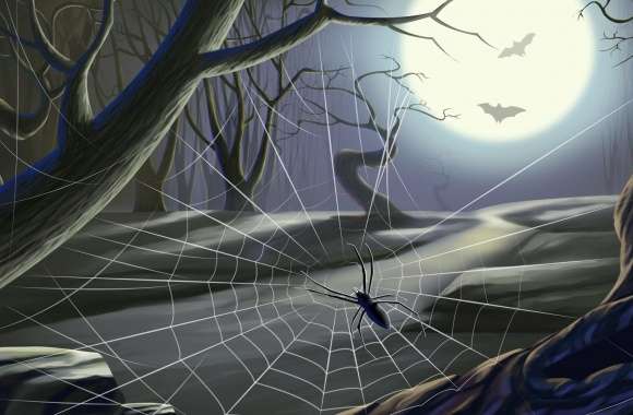 Spider Web Full Moon Hallowmas Halloween