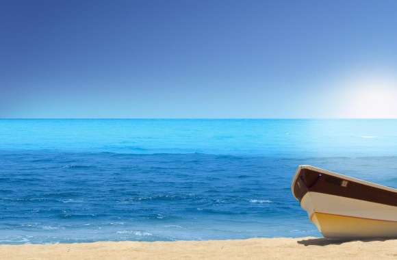 Boat On The Beach Sunny Day wallpapers hd quality