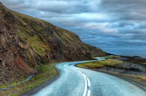 Curvy Road Around Iceland wallpapers hd quality