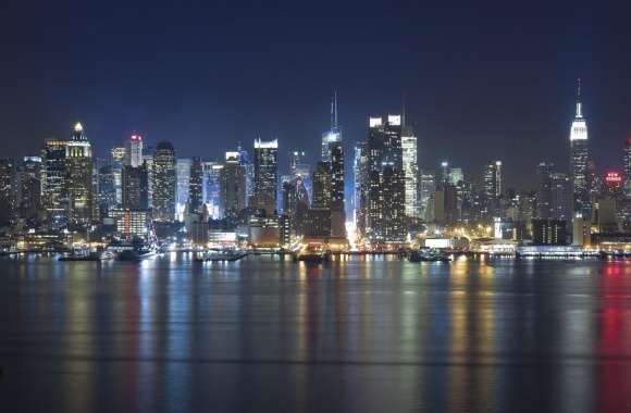 Manhattan Panorama At Night wallpapers hd quality