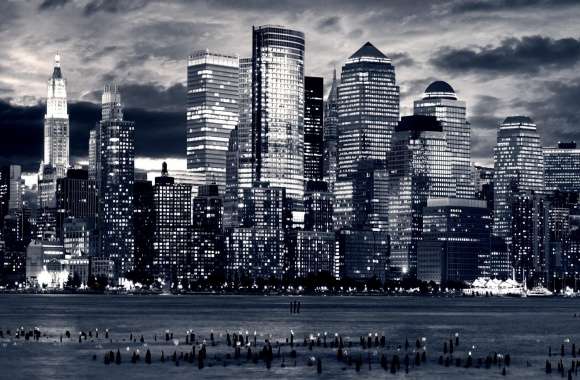 Manhattan Panorama In Black And White wallpapers hd quality