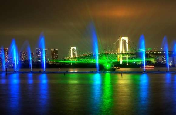 Rainbow Bridge Light Show in Tokyo wallpapers hd quality