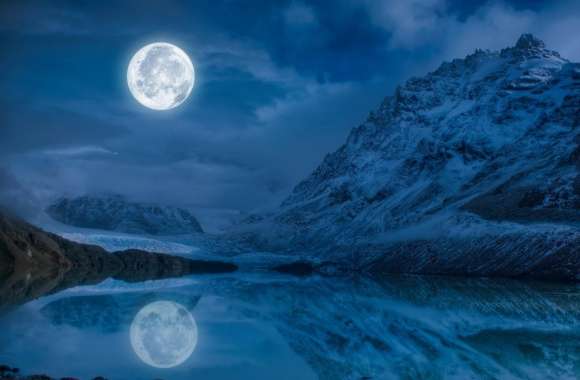 Full Moon Reflection Water