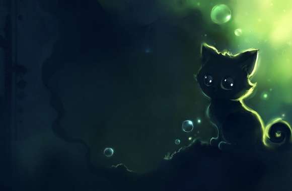 Lonely Black Kitty Painting