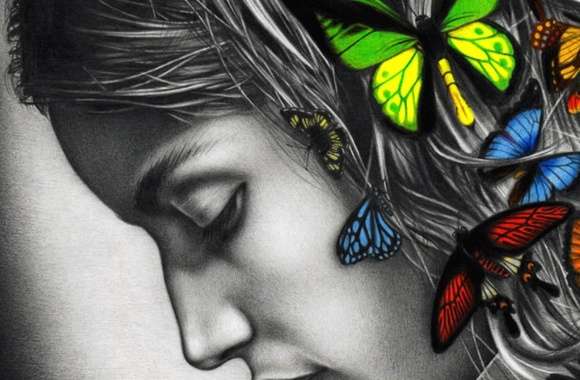Butterfly woman colour digital art