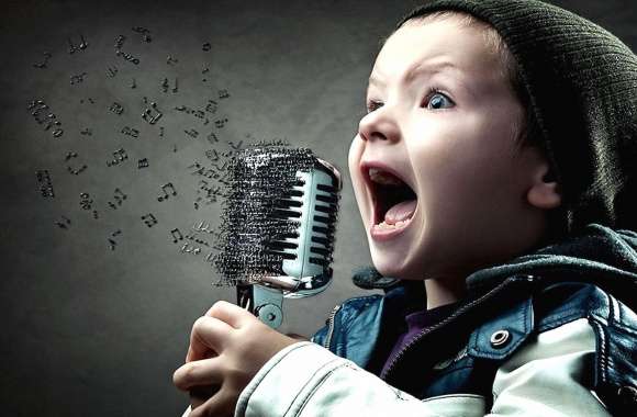 Child singer notes music digital art