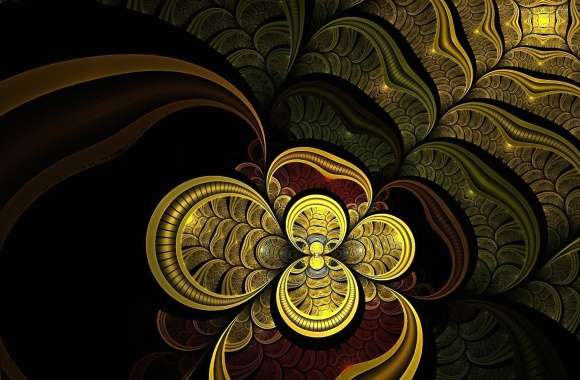Golden flower glowing inside the swirl wallpapers hd quality