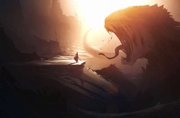 Man and giant creature wallpapers hd quality
