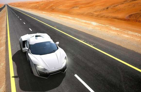 Top view of a white Lykan HyperSport on the road wallpapers hd quality