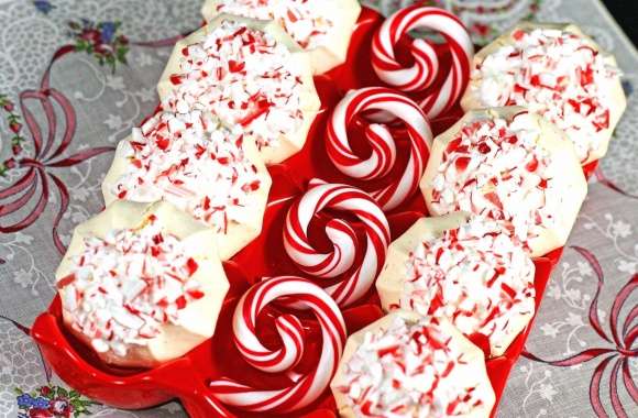 White and red cookies wallpapers hd quality