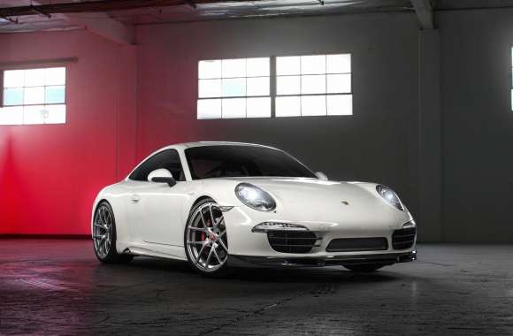 White Porsche 991 in a garage wallpapers hd quality
