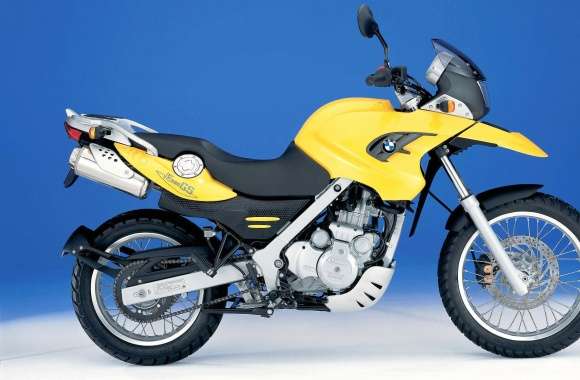 Yellow BMW F650GS side view