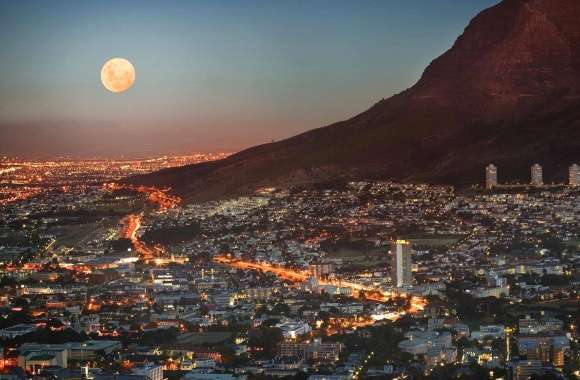 Cape town with the moon wallpapers hd quality