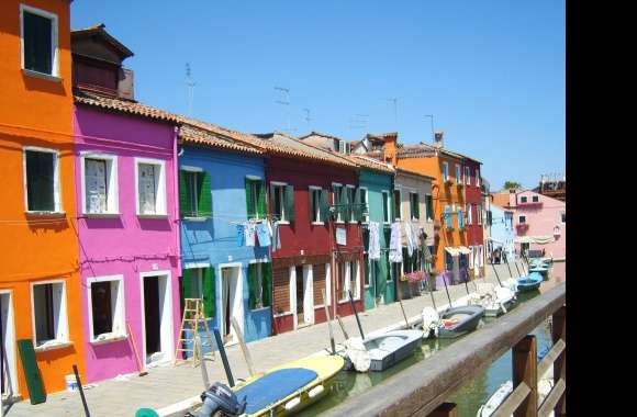 Colorful houses venice italy