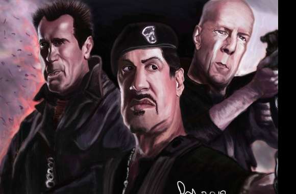 Funny stallone willis swarzenegger caricature wallpapers hd quality