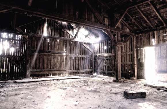Light shines in the ruined barn wallpapers hd quality