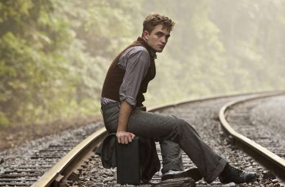 Robert Pattinson On Rail Track wallpapers hd quality