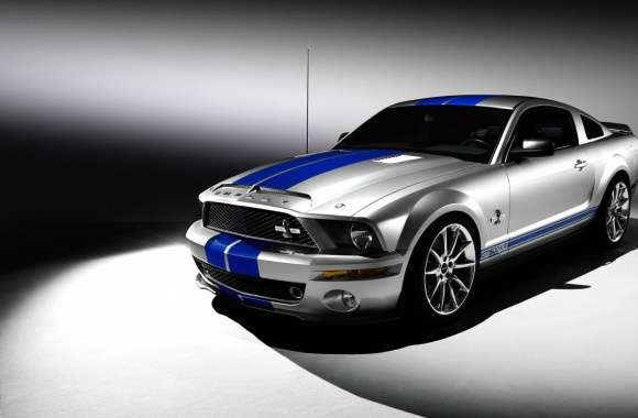 Silver Shelby Mustang GT500KR front side view