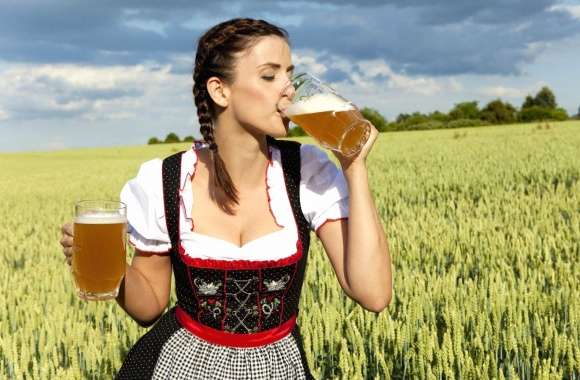 Woman drink beer wallpapers hd quality