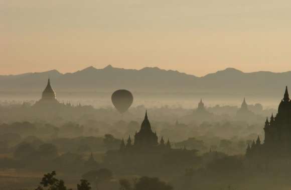 Hot Air Balloons Over North Guni Bagan Myanmar