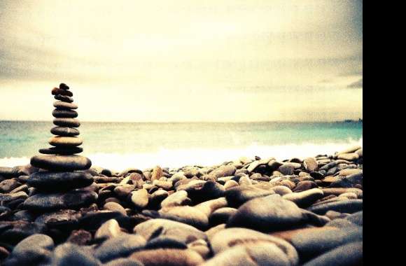 Stones in balance and sea