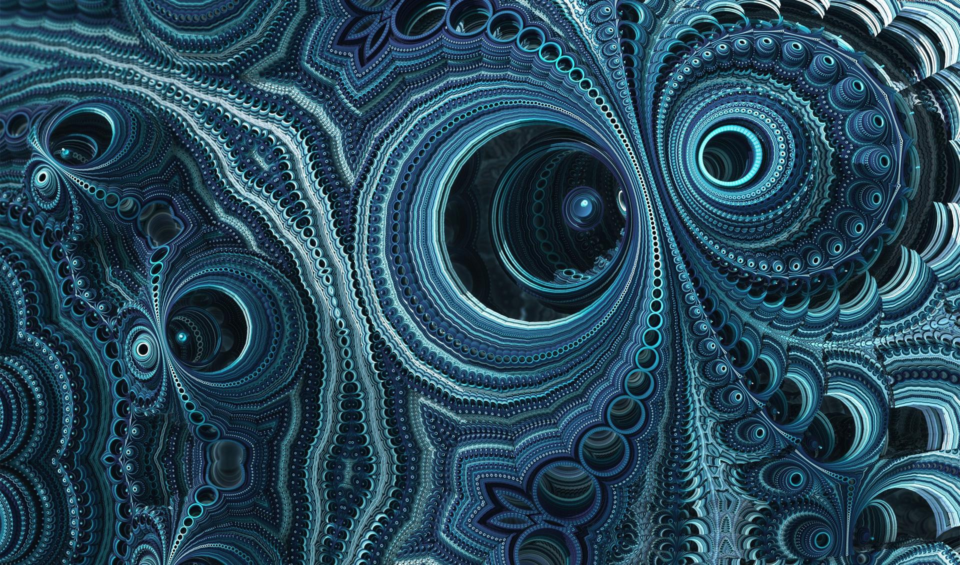 Blue fractal swirls at 2048 x 2048 iPad size wallpapers HD quality