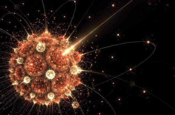 Atoms circling the bright sun wallpapers hd quality