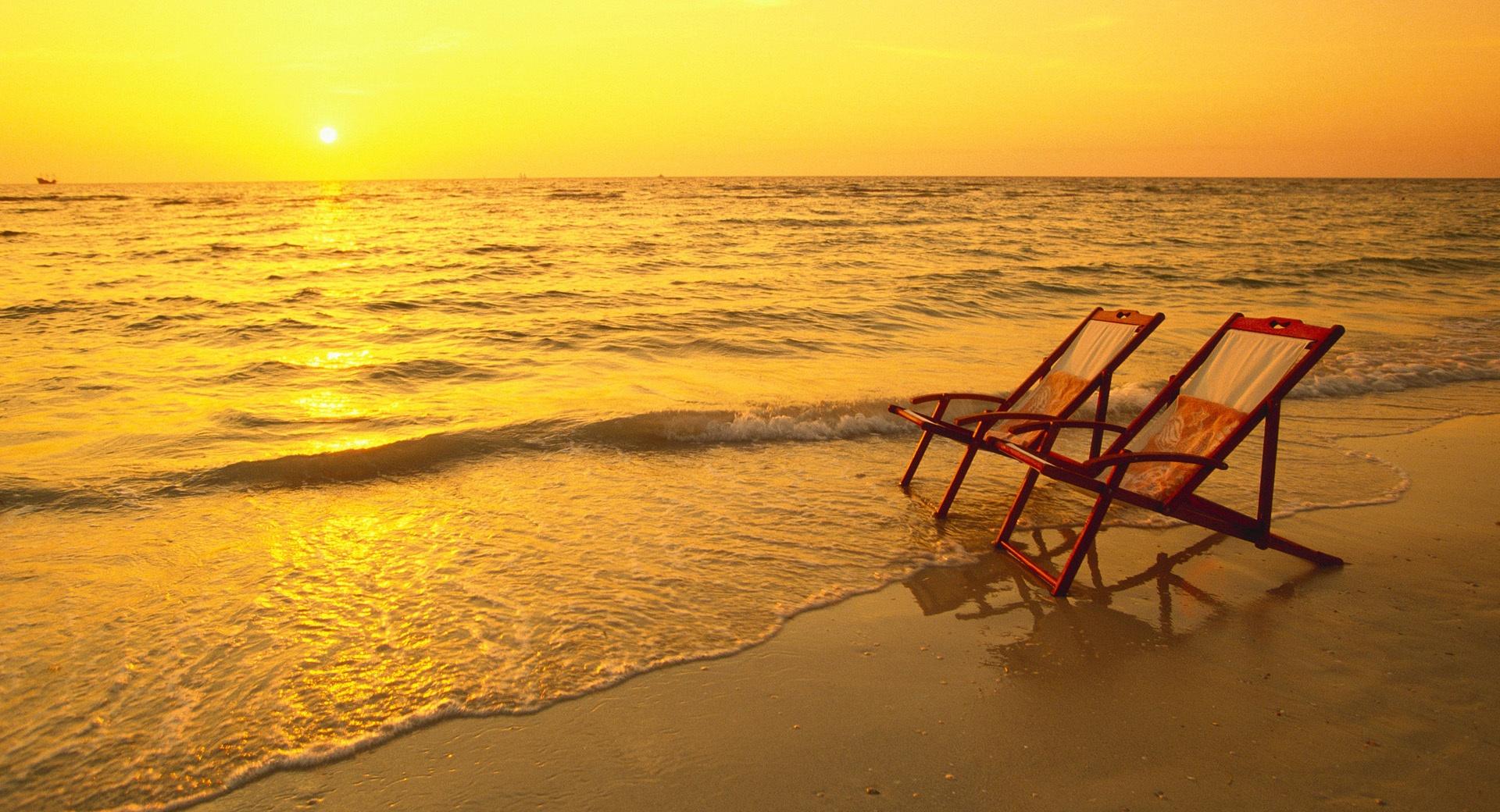 Beach Lounge Chairs at 1024 x 1024 iPad size wallpapers HD quality