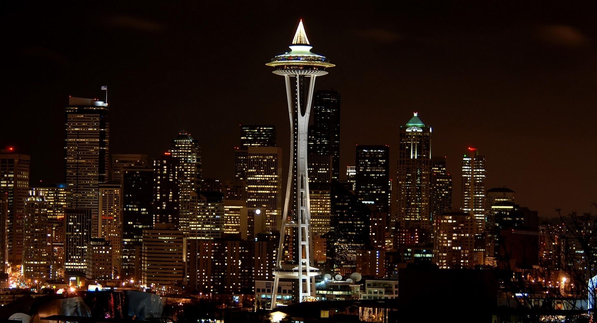 Night In Seattle at 640 x 1136 iPhone 5 size wallpapers HD quality
