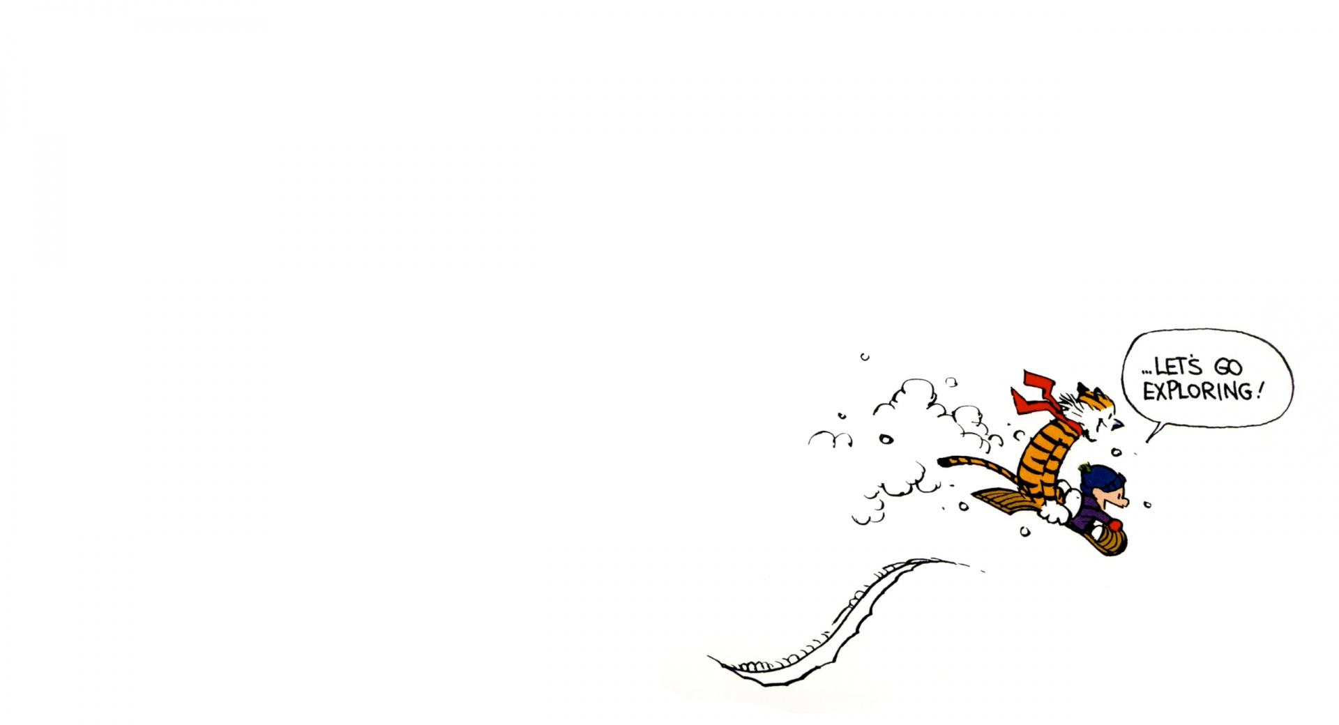 Calvin And Hobbes Exploring at 1024 x 1024 iPad size wallpapers HD quality