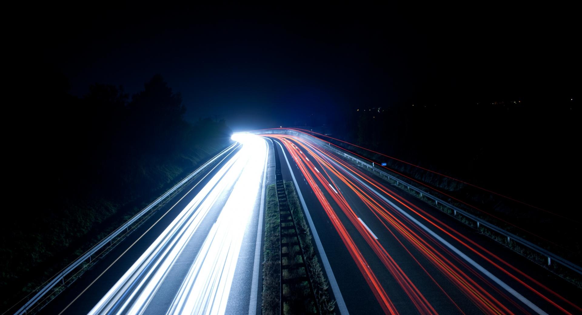 Highway Light Trails At Night at 2048 x 2048 iPad size wallpapers HD quality