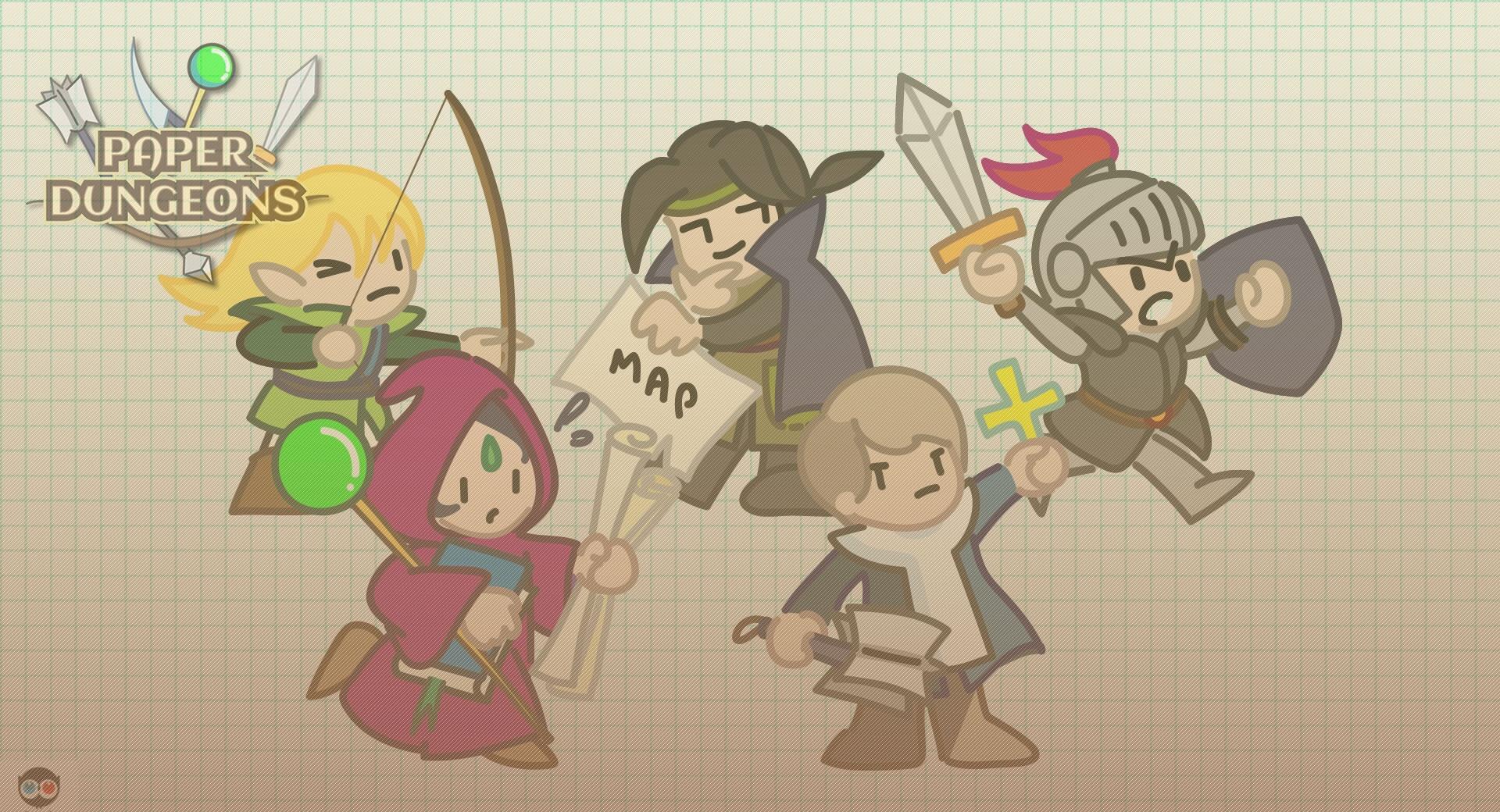 Paper Dungeons Heroes Group wallpapers HD quality
