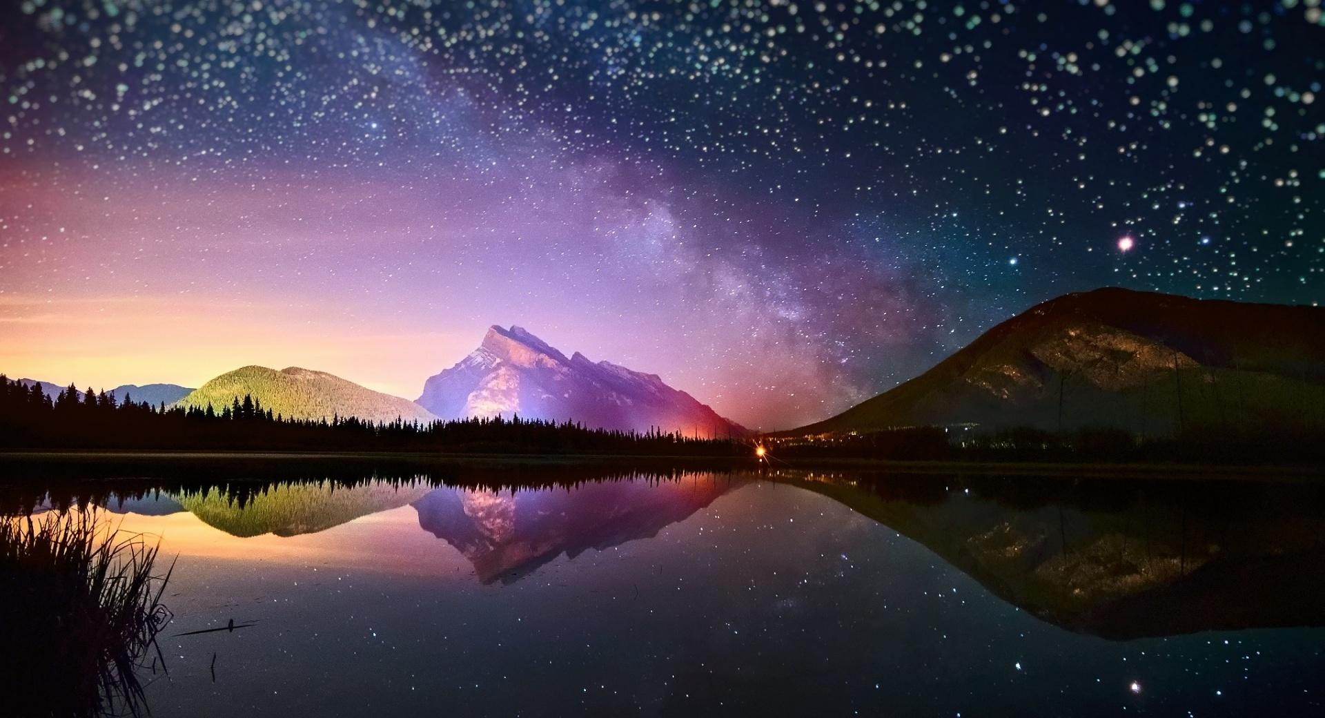 Stars Reflected In A Mountain Lake at 1152 x 864 size wallpapers HD quality
