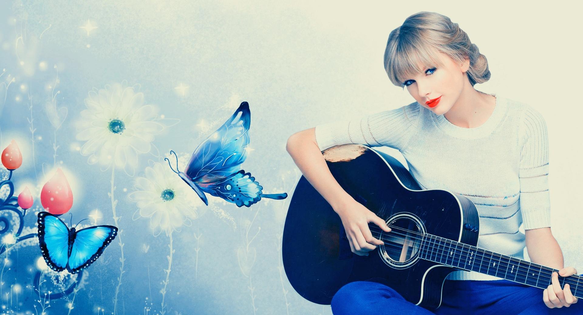Taylor Swift Playing Guitar at 1152 x 864 size wallpapers HD quality