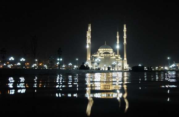 Grozny Mosque At Night