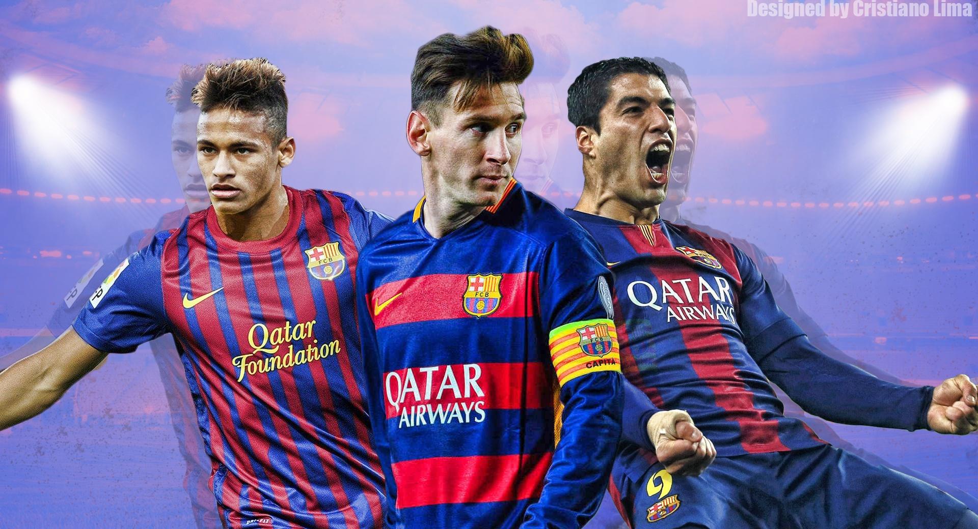 Barcelona Trio - Messi, Suarez and Neymar at 2048 x 2048 iPad size wallpapers HD quality