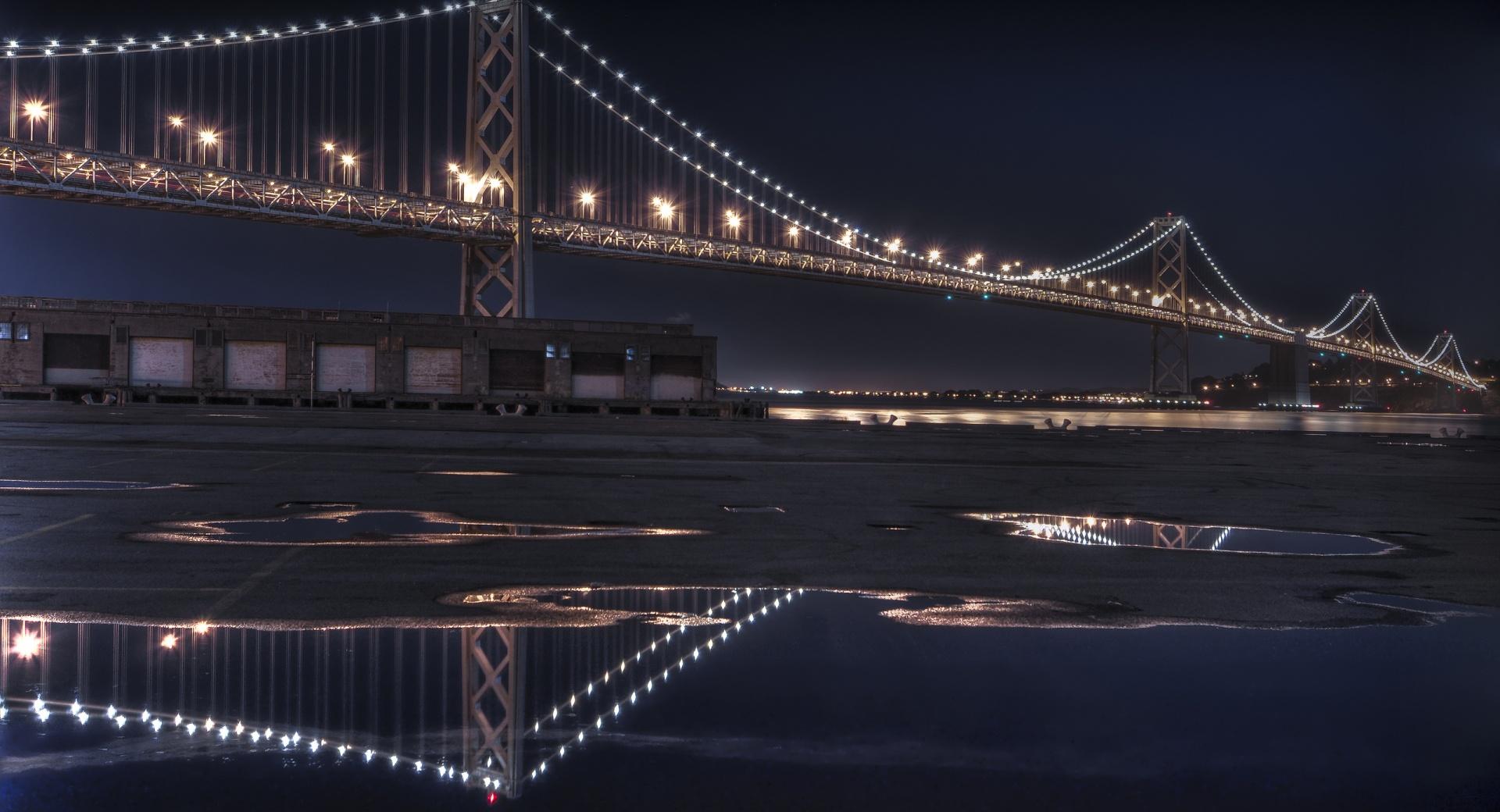 Bay Bridge At Night at 1024 x 1024 iPad size wallpapers HD quality