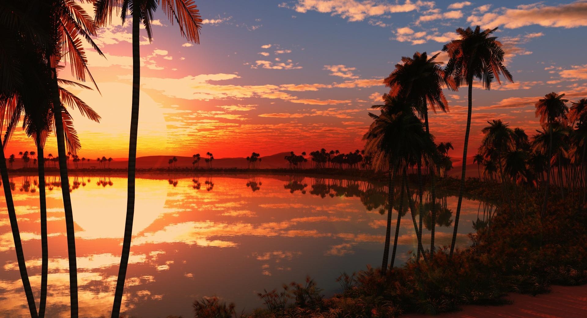 Beautiful Lake Sunset at 1024 x 768 size wallpapers HD quality