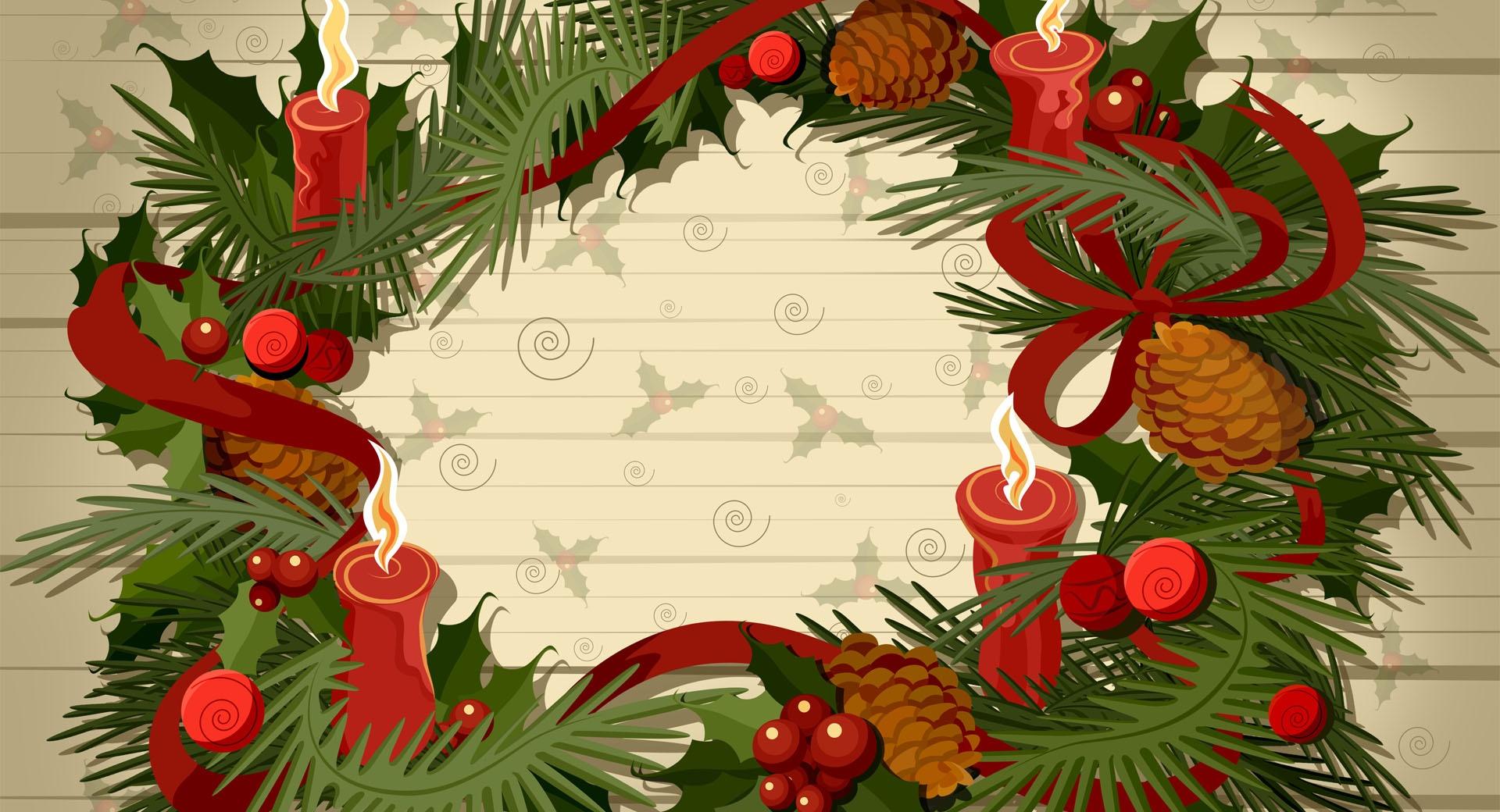 Christmas Wreath Vector at 1334 x 750 iPhone 7 size wallpapers HD quality