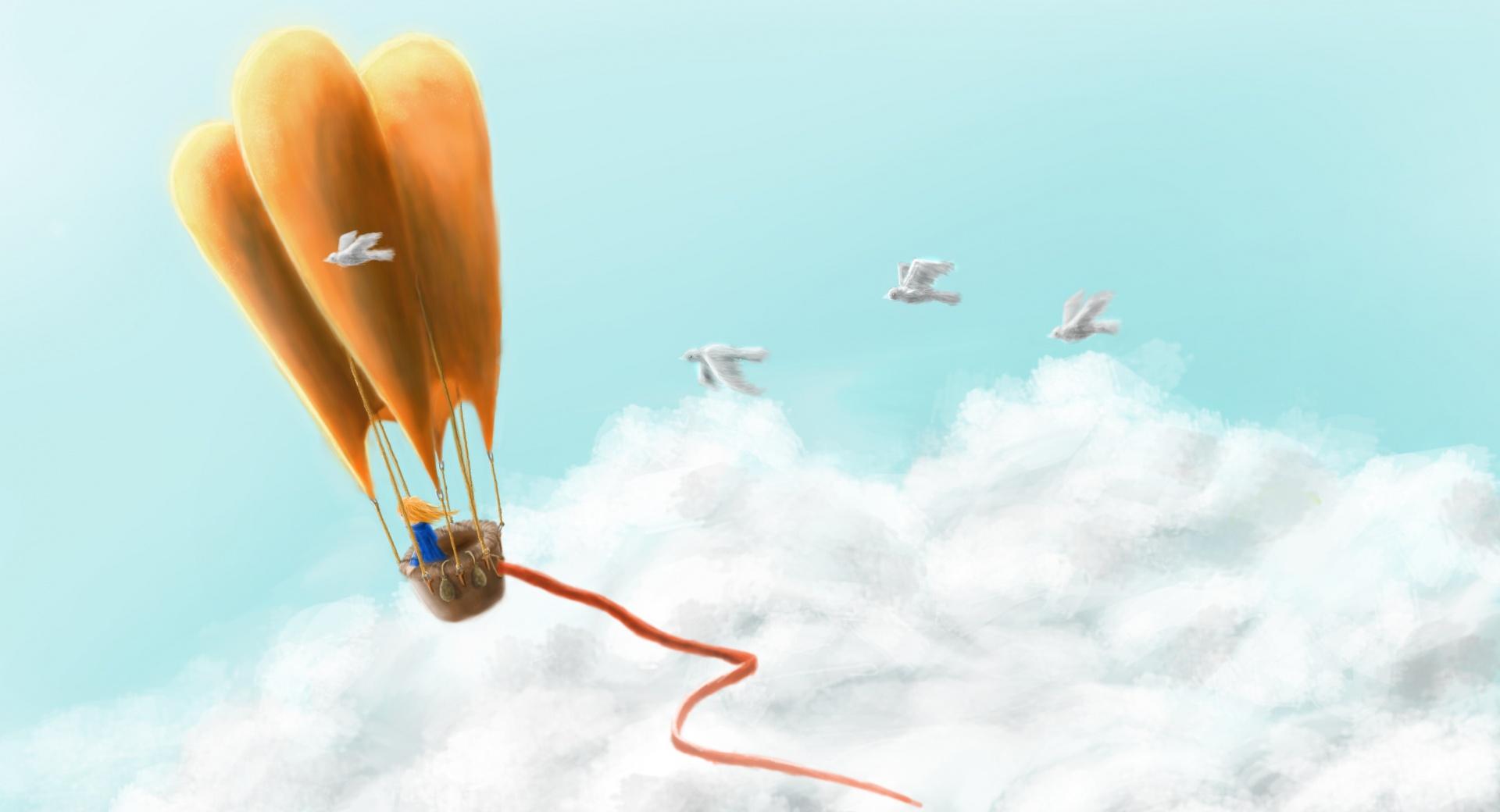 Fantasy Hot Air Balloon Travel at 1024 x 1024 iPad size wallpapers HD quality