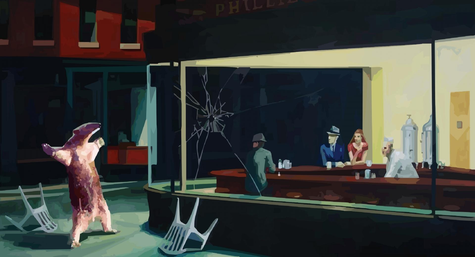 Funny Nighthawks at 640 x 960 iPhone 4 size wallpapers HD quality