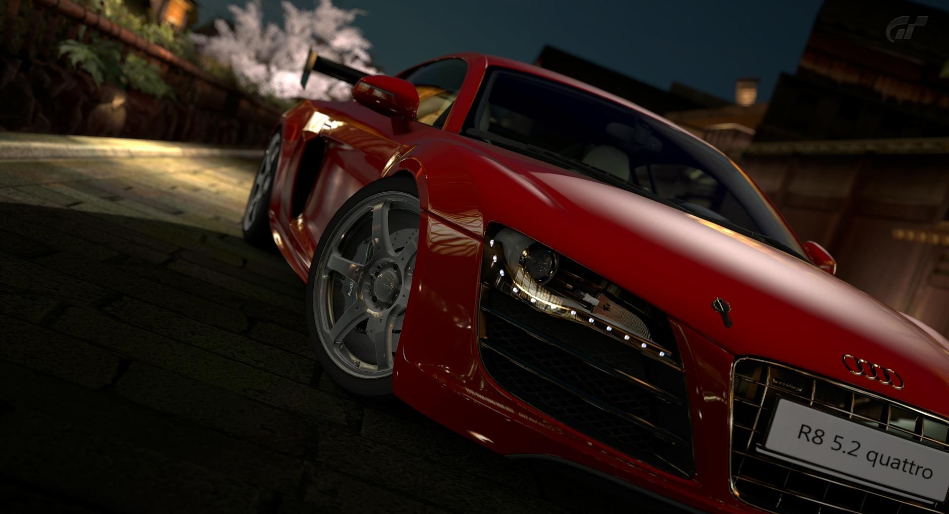 Gran Turismo 5 Audi R8 5 2 Quattro Red at 320 x 480 iPhone size wallpapers HD quality