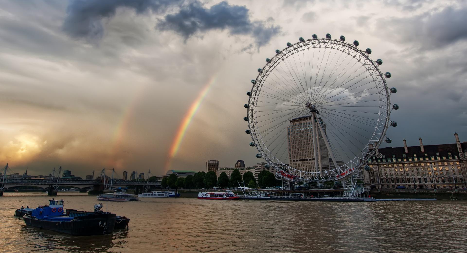 London Eye And Rainbows at 1280 x 960 size wallpapers HD quality
