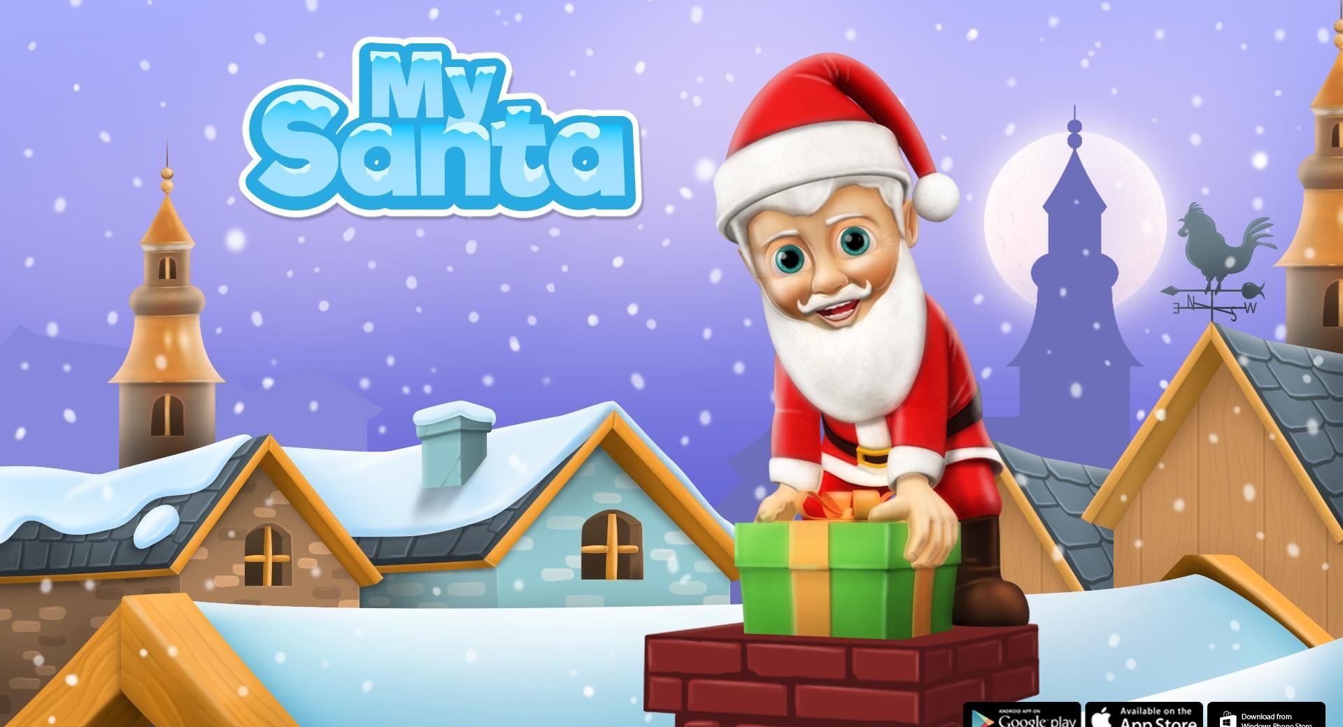 My Santa Claus - Down the Chimney at 1024 x 1024 iPad size wallpapers HD quality